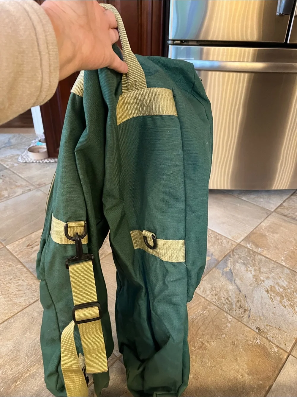 Vintage Cabelas Rod Bag Green Nylon Bag Adjustable Straps 2 outside pockets